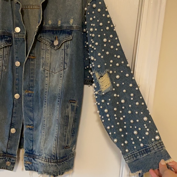 Pearl Detail Denim Jacket - Picture 2 of 4